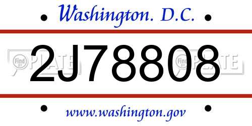 2J78808 District Of Columbia License Plate