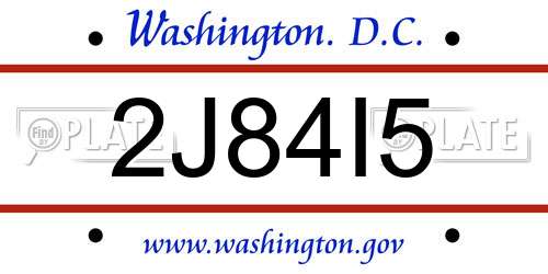 2J84I5 District Of Columbia License Plate