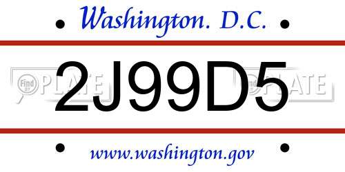 2J99D5 District Of Columbia License Plate