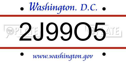 2J99O5 District Of Columbia License Plate