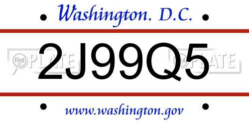 2J99Q5 District Of Columbia License Plate