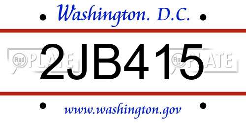 2JB415 District Of Columbia License Plate