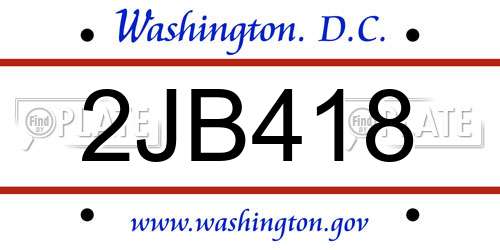 2JB418 District Of Columbia License Plate