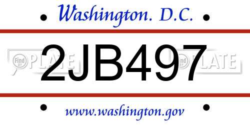2JB497 District Of Columbia License Plate