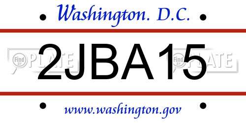 2JBA15 District Of Columbia License Plate
