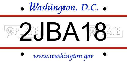 2JBA18 District Of Columbia License Plate