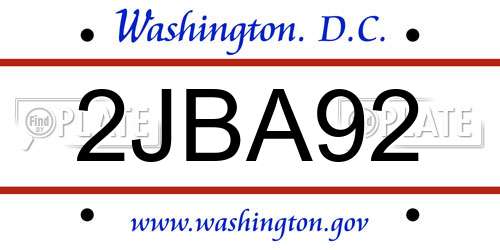 2JBA92 District Of Columbia License Plate