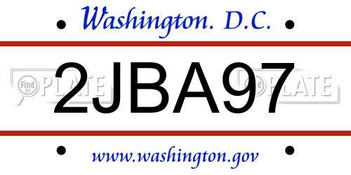 2JBA97 District Of Columbia License Plate