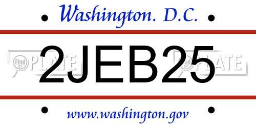 2JEB25 District Of Columbia License Plate