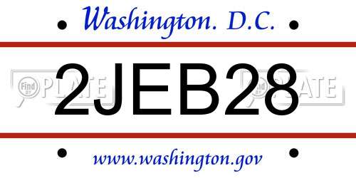 2JEB28 District Of Columbia License Plate
