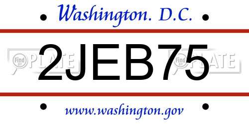 2JEB75 District Of Columbia License Plate