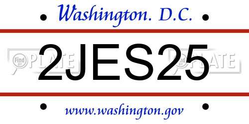 2JES25 District Of Columbia License Plate
