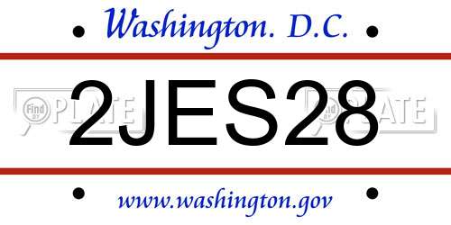 2JES28 District Of Columbia License Plate