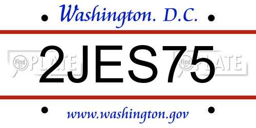 2JES75 District Of Columbia License Plate