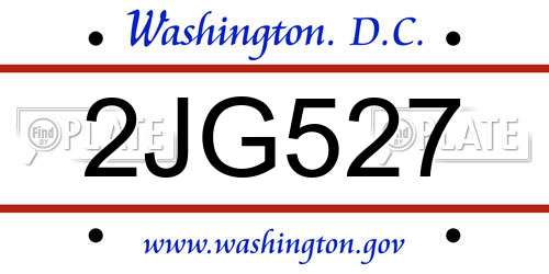 2JG527 District Of Columbia License Plate