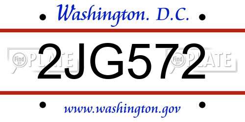 2JG572 District Of Columbia License Plate