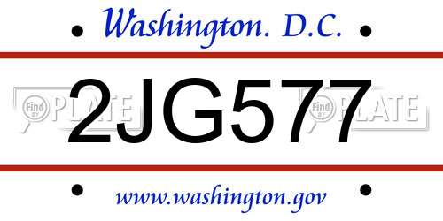 2JG577 District Of Columbia License Plate