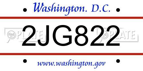 2JG822 District Of Columbia License Plate