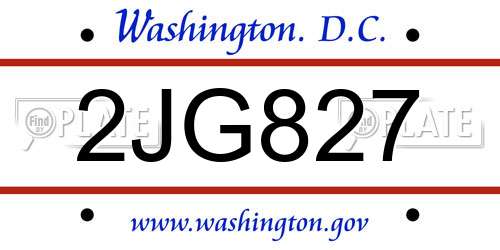 2JG827 District Of Columbia License Plate