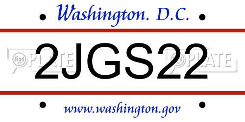 2JGS22 District Of Columbia License Plate