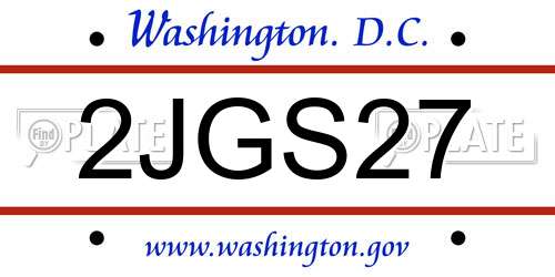 2JGS27 District Of Columbia License Plate