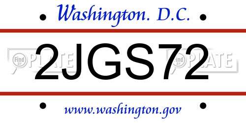 2JGS72 District Of Columbia License Plate