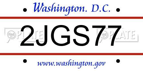 2JGS77 District Of Columbia License Plate