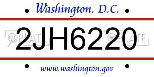 2JH6220 District Of Columbia License Plate