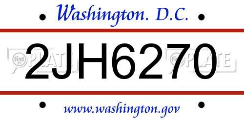 2JH6270 District Of Columbia License Plate
