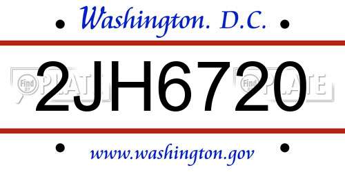2JH6720 District Of Columbia License Plate