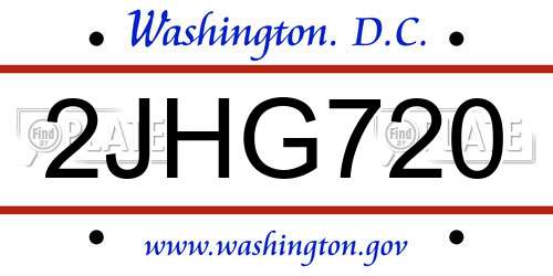 2JHG720 District Of Columbia License Plate