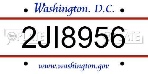 2JI8956 District Of Columbia License Plate