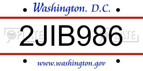 2JIB986 District Of Columbia License Plate