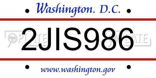2JIS986 District Of Columbia License Plate