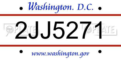 2JJ5271 District Of Columbia License Plate