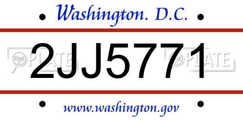 2JJ5771 District Of Columbia License Plate