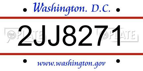 2JJ8271 District Of Columbia License Plate