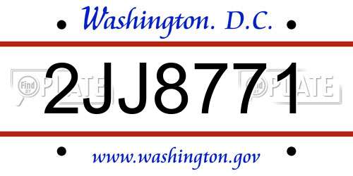 2JJ8771 District Of Columbia License Plate