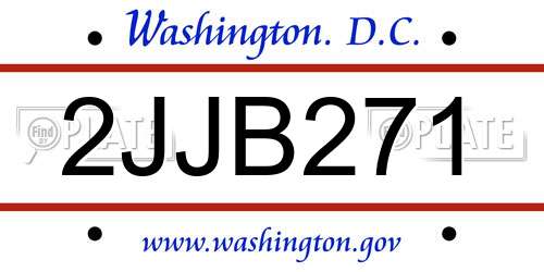 2JJB271 District Of Columbia License Plate