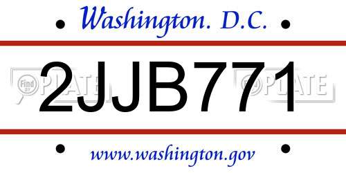 2JJB771 District Of Columbia License Plate