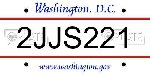 2JJS221 District Of Columbia License Plate