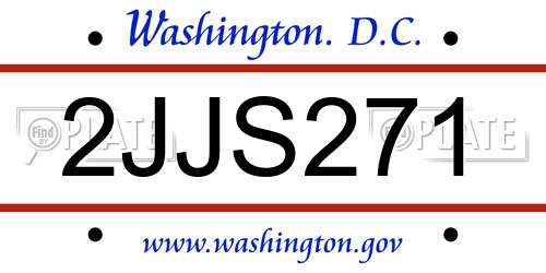 2JJS271 District Of Columbia License Plate