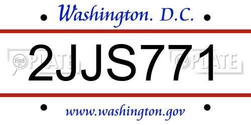2JJS771 District Of Columbia License Plate