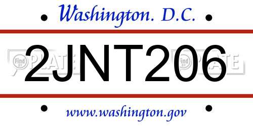 2JNT206 District Of Columbia License Plate