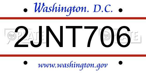 2JNT706 District Of Columbia License Plate