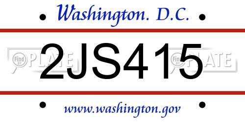 2JS415 District Of Columbia License Plate