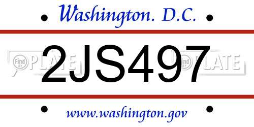 2JS497 District Of Columbia License Plate