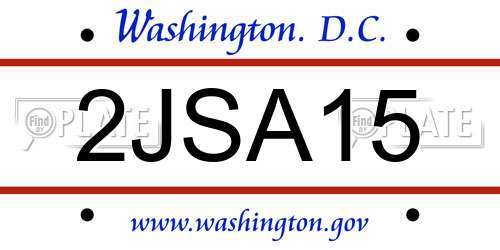 2JSA15 District Of Columbia License Plate