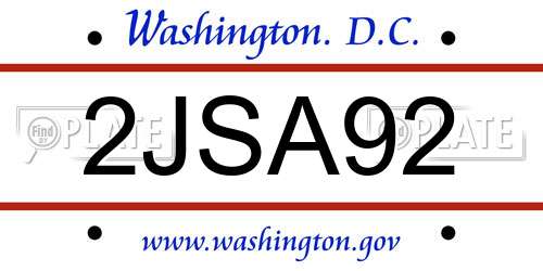 2JSA92 District Of Columbia License Plate