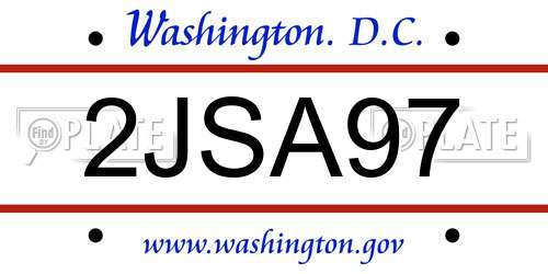 2JSA97 District Of Columbia License Plate
